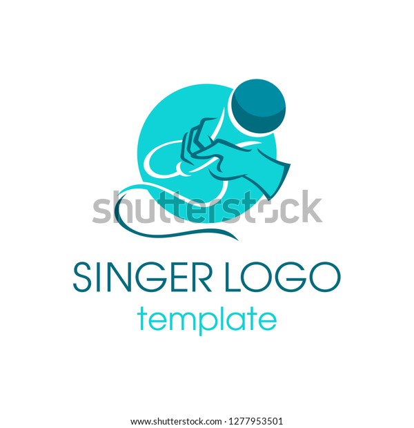 Singer Logo Abstract Drawn Microphone Silhouette Stock Vector