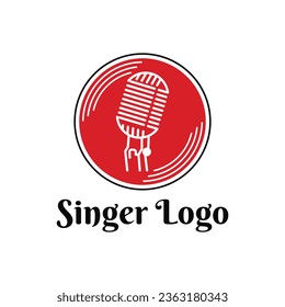 Singer logo design creative idea with microphone for lead sing song, event, music party