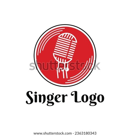 Singer logo design creative idea with microphone for lead sing song, event, music party
