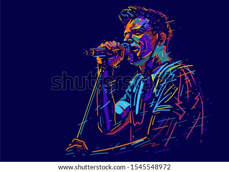 Singer man character. Abstract color vector illustration