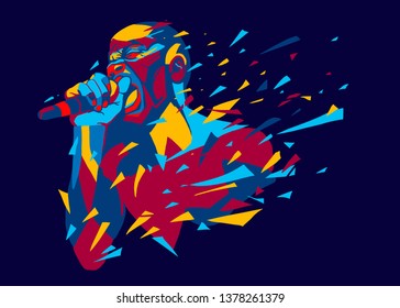 Singer man character. Abstract vector illustration