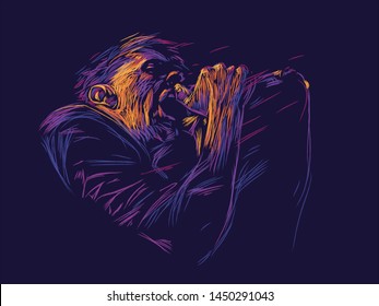 Singer man character. Abstract vector illustration