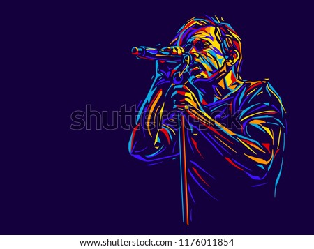 Singer man character. Abstract vector illustration