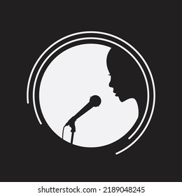 Singer and mic icon abstract. In a round style. vector illustration