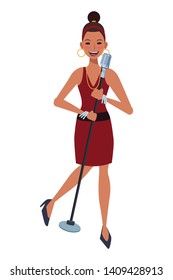 singer with microphone avatar cartoon character vector illustration graphic design