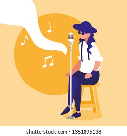 singer with microphone character