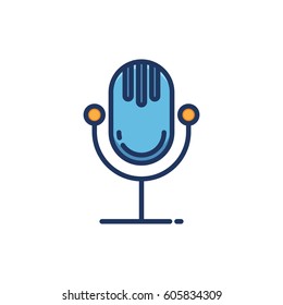 Singer microphone flat outline icon