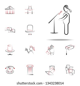 singer with microphone icon. handdraw icons universal set for web and mobile