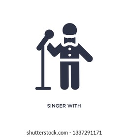singer with microphone isolated icon. Simple element illustration from behavior concept. singer with microphone editable logo symbol design on white background. Can be use for web and mobile.