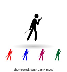 Singer with microphone multi color icon. Simple glyph, flat vector of music icons for ui and ux, website or mobile application