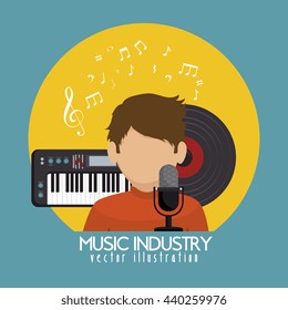 singer with microphone and piano isolated icon design, vector illustration  graphic 