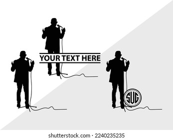 Singer Monogram Vector Illustration Silhouette svg