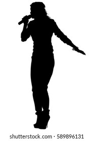 Singer omen in pop style on white background