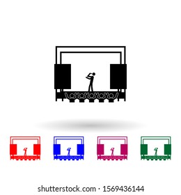 Singer on stage multi color icon. Simple glyph, flat vector of music icons for ui and ux, website or mobile application