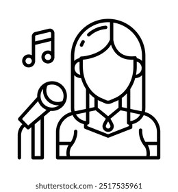 Icono de contorno de cantante, Ilustración vectorial