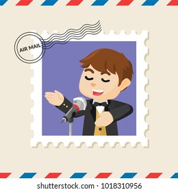 Singer postage stamp on air mail envelope