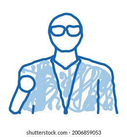 singer profession sketch icon vector. Hand drawn blue doodle line art singer profession sign. isolated symbol illustration