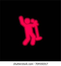 Singer red glowing neon ui ux icon. Glowing sign logo vector