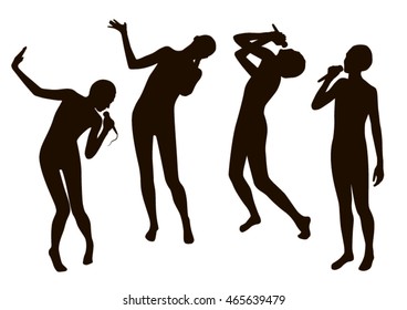 singer silhouettes vector illustration set