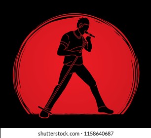 Singer sing a song Music band graphic vector