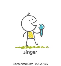 singer singing into a microphone illustration