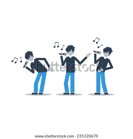 Singer singing a song, different poses, live music, concert stage performance