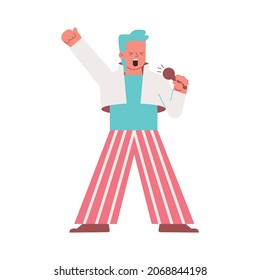 Singer star flat composition with isolated character of singing person vector illustration
