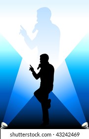 Singer under the Bright Lights Original Vector Illustration  Music Player Ideal for Live Music Concept