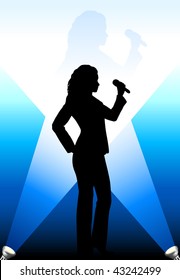 Singer under the Bright Lights Original Vector Illustration Music Player Ideal for Live Music Concept