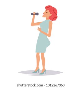 Singer. Vector. Cartoon. Isolated art on white background. Flat