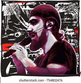 SINGER. Vector illustration. Note - this singing man is not real person.