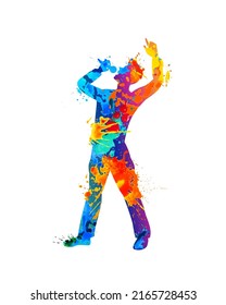 Singer vector silhouette of watercolor splash paint