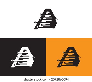 Singer Vocal Choir with Music Notes - Singing Karaoke Woman Face Silhouette logo design