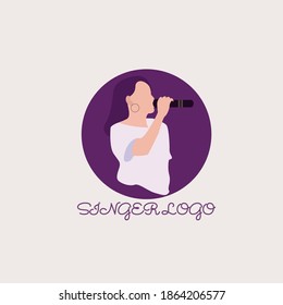 Cantante Vocal Karaoke - Mujer cantante enfrenta el diseño del logo de Silhouette.