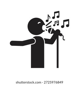 Singer vocalist icon performing with microphone for music concert karaoke entertainment and artistic melody song performance sound audio