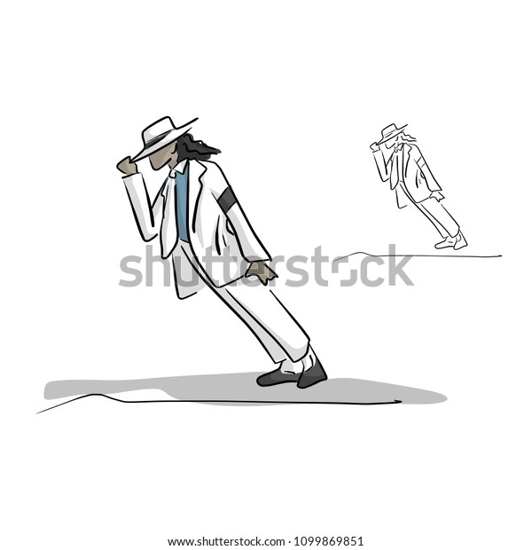 singer in\
white suit dancing vector illustration sketch doodle hand drawn\
with black lines isolated on white\
background
