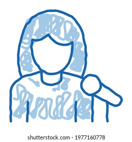 Singer Woman Human Talent sketch icon vector. Hand drawn blue doodle line art sign. isolated symbol illustration