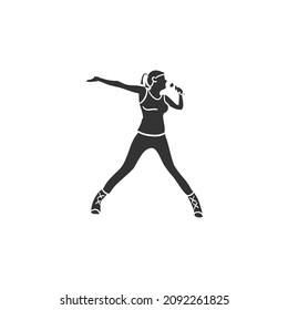 Singer Woman Icon Silhouette Illustration. Artist Female Vocalist Vector Graphic Pictogram Symbol Clip Art. Doodle Sketch Black Sign.