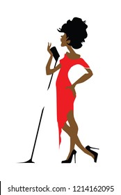 Singer woman. Musicians design concept set with pop rock jazz classical music players. Isolated flat vectors.