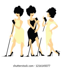 Singer woman. Musicians design concept set with pop rock jazz classical music players. Isolated flat vectors.