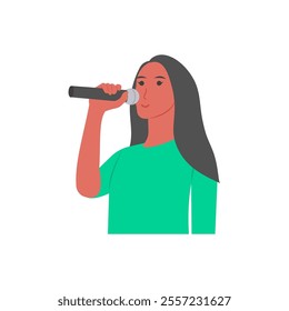 Singer, Women Career Flat Vector Illustration