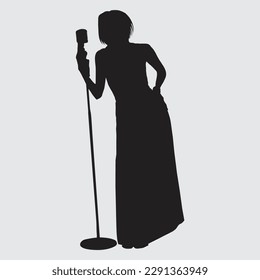 Singer women in pop style on white background