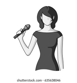 Singer.Professions single icon in monochrome style vector symbol stock illustration web.