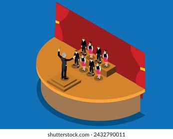Singers Choir Event 3d isometric vector illustration