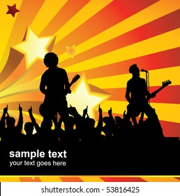 singers and the crowd of fans - vector concert poster