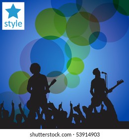 singers and the crowd of fans - vector concert poster