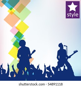 singers and the crowd of fans - vector concert poster