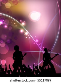 singers and the crowd of fans - vector concert poster