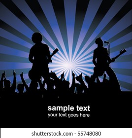 singers and the crowd of fans - vector concert poster
