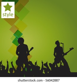 singers and the crowd of fans - vector concert poster